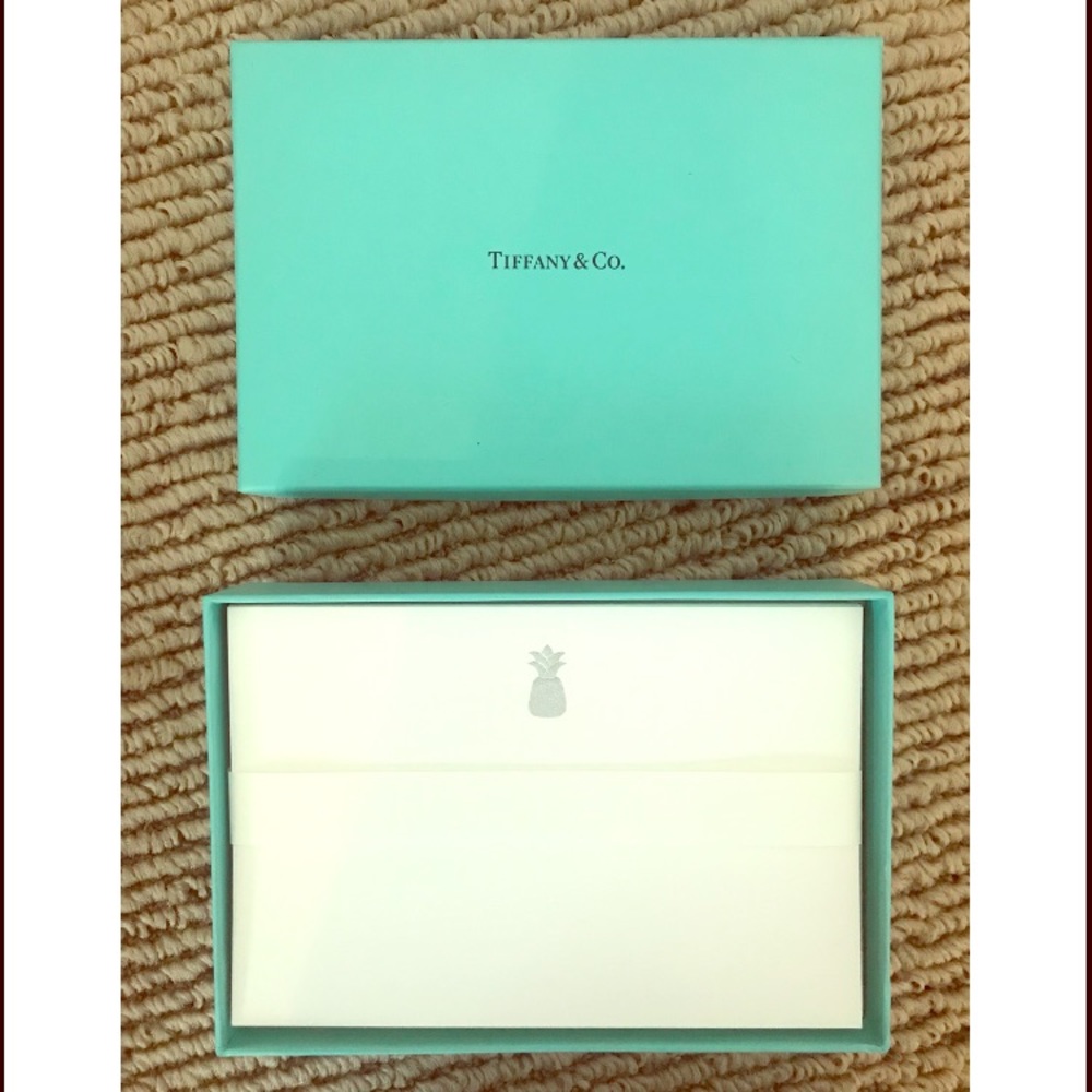 Tiffany & Co. Note Card Set w/ Silver Pineapple